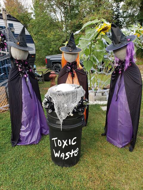 DIY witches decoration with dollar store items and essential oil diffuser