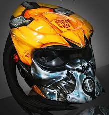 Transformers Bumble Bee Hand Paint Airbrush Predator Helmet 3 Etsy In 2021 Predator Helmet Helmet Custom Motorcycle Helmets