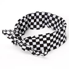 Black And White Checkered Scarf Black White Checkered Bandana Headwrap In 2020 Head Wraps Checkered Outfit Checkered Scarf