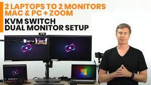 The power button for the button is often found on the front or bottom of the monitor on the right side. Kvm Switch Dual Monitor Setup 2 Laptops To 2 Monitors Mac Pc Zoom Youtube