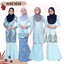 Do share, likes and subscribes if you like it okay! Raya 2021 Koleksi Baju Kurung Lace Plain Printed Warna Baby Blue Biru Muda Shopee Malaysia