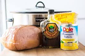 Dark brown makes the glaze for a perfect holiday dinner, try this crockpot brown sugar pineapple ham. Crock Pot Brown Sugar Pineapple Ham Recipe Slow Cooker Ham