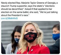 Marjorie taylor greene put sign outside office saying 'there are two genders' after her hall mate marie newman, who has a trans daughter, put up a trans pride flag outside her office as the two publicly feud. Newly Elected Rep Marjorie Taylor Greene Of Georgia A Staunch Trump Supporter Says The State S Elections Should Be Decertified Asked If That Applied To Her Election On The Same Ballot She Said
