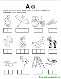 letter a sound worksheets tree valley academy