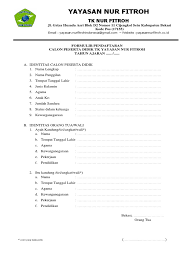 Formulir pendaftaran adalah lembaran formulir yang diberikan untuk diisi calon siswa atau anak didik baru yang akan menempuh pendidikan di sebuah lembaga paud. A 3 1 Formulir Pendaftaran Paud Tk Kb