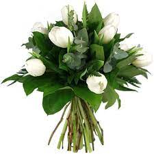 Bouquet de vingt tulipes, vase inclus. Bouquet De Tulipes Blanches Livraison Express Florajet