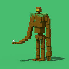 Castle in the sky robot art. Fanart Made With Voxels Of A Robot From The Castle In The Sky Ghibli