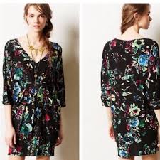 Ivory back ground with blue black floral pattern. Anthropologie Black Floral Dress Off 71 Www Daralnahda Com