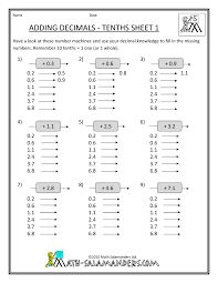 5th Grade Math Worksheets Adding Decimals Tenths 1 Gif 780 1 009 Pixels Free Math Worksheets Free Printable Math Worksheets Printable Math Worksheets
