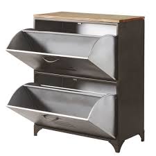 Comment ranger vos chaussures ? Meuble A Chaussures 2 Tiroirs En Metal Et Sapin Wayne Maisons Du Monde