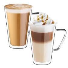 Ecooe Doppelwandige Latte Macchiato Glaser Set Thermoglas Kaffeeglas Mit Henkel 2 Teiliges 450ml Volle Kapazitat 9 5 14c Macchiato Espresso Maschine Kaffee