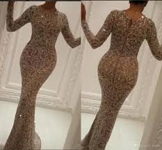 Evening Dress Yousef Aljasmi Labourjoisie Mermaid Champagine O Neck Silver Crystals Long Sleeve Michaelcostello Kylie Jenner Zuhair Murad Lace Evening Gowns Lad Evening Dresses Vintage Evening Wear Dresses Evening Dresses Uk