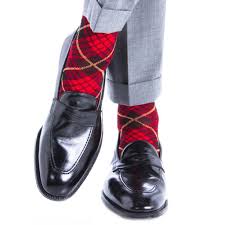 Red With Black And Yellow Tartan Cotton Sock Linked Toe Otc Dapper Classics In 2020 Dress Shoes Men Preppy Mens Fashion Trendy Mens Fashion