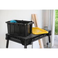 Black And Yellow Totes Home Depot Hdx 7 Gal Tough Storage Tote In Black 206152 Tote Storage Storage Rectangle Storage