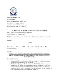 Suit For Dissolution of Marriage On Basis of Khula