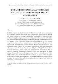 Pdf Cosmopolitan Malay Through Visual Imageries In 1930s Malay Newspapers