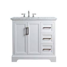 36 In Ariane Single Sink Vanity In White With Marble Vanity Top In Carrara With White Basin Single Sink Vanity White Vanity Bathroom Single Bathroom Vanity