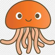 Baby Jellyfish Jellyfish Octopus Cartoon Orange Nose Head Giant Pacific Octopus Smile Free Png Giant Pacific Octopus Baby Jellyfish Giraffe Illustration