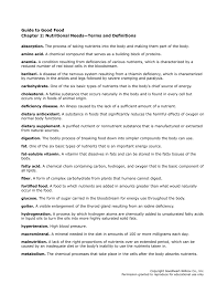 A chemical substance in glossary by chapter, web links, and sample chapters of the textbook and student activity manual. Guide To Good Food Chapter 2 Nutritional Needs Terms And