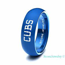 Blue Tungsten Band With Domed Edge Mlb Baseball Chicago Cubs Ring Football Rings New England Patriots Rings Blue Tungsten