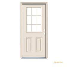 All doors made by thermatru. Jeld Wen 32 In X 78 In 9 Lite Primed Steel Prehung Left Hand Inswing Back Door With Brickmould Thdjw184600171 The Home Depot