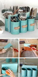 No Need To Throw All Those Old Cans Now You Can Recycle Cans To Make A Cutlery Holder That Can Be Used Indoor And Outdoor Cheap Diy Easy Diy Easy Home