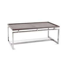 Grey Oak Tray Top Coffee Table Geometric Chrome Base In 2020 Coffee Table Grey Oak Silver Furniture