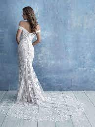 Off The Shoulder Sweetheart Neckline Lace Sheath Wedding Dress Kleinfeld Bridal Sheath Wedding Dress Lace Allure Wedding Dresses Wedding Dresses Kleinfeld