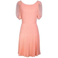Peach Chiffon Dress With Pleating By Coco Chanel Circa 1960s Designer Evening Dresses Chiffon Dress Dresses