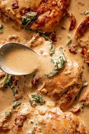 Creamy Tuscan Chicken Thighs Drizzle With The Best Cream Sauce In 2020 Tuscan Chicken Garlic Chicken Recipes Tuscan Sauce Recipe