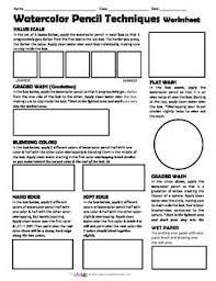 Watercolor Pencil Techniques Worksheet Watercolor Pencils Techniques Art Handouts Art Worksheets