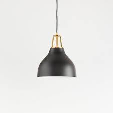 Small Black And Brass Pendant Light Maddox Black Bell Pendant Small With Brass Socket Reviews Crate And Barrel In 2020 Brass Pendant Lights Kitchen Brass Light Fixture Brass Pendant Light