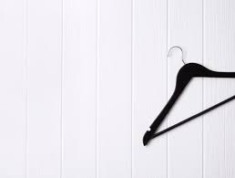 Smartor wooden hangers 20 pack wood coat hangers rose gold hook heavy duty clothing hanger natural smooth finish premium wood hangers for closet clothes suit natural. Premium Photo Top View Flat Lay Single Black Wooden Hanger At Wooden Table