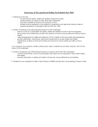 Date of coming into operation: Summary Of Occupational Safety And Health Act 1994