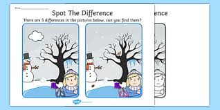 Это его любимое время года. Winter Spot The Difference Christmas Activity Twinkl