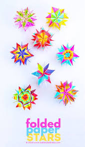 Mini Paper Folded Stars A Colorful Paper Art Project With A Big Reveal Paper Art Projects Folded Paper Stars Paper Stars