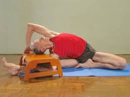 Revolved Head To Knee Pose With Bhoga Bench Go Deep With Support For Both Arms And Head To Open The Area Around The Spine Pari Yoga Poses Poses Yoga Fitness