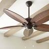 This outdoor traditional fan in the roman bronze, or white finish features beautiful palm leaf blades bringing a tropical feel to any space, indoor or out. 1