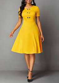 Maybe you would like to learn more about one of these? Button Detail High Waist Short Sleeve Dress Rosewe Com Usd 28 96 High Waist Dress Classy Dress Outfits Women S Fashion Dresses
