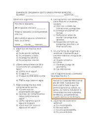 Español grado 6° generación primaria Examen De Espanol Sexto Grado Primer Bimestre Plural Idiomas