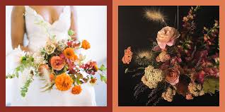 This warm, tropical hue looks great with flowers that have a similar warmth, such as burgundy, red, pink, ivory, yellow, gold and orange. 45 Best Fall Wedding Flowers Gorgeous Wedding Bouquet Ideas 2020