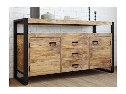 Comforium œuvre dans l'équipement d'intérieur. Buffet Harlem 2 Portes 3 Tiroirs Bois De Manguier