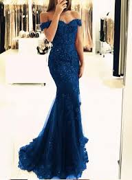 Navy Blue Off Shoulder Lace Applique And Beaded Tulle Long Prom Dress Bemybridesmaid Elegant Prom Dresses Evening Gowns Elegant Burgundy Prom Dress Mermaid