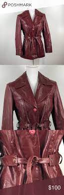 Vintage Etienne Aigner Oxblood Leather Trench 14 Oxblood Leather Etienne Aigner Red Leather Jacket