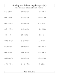 The Integer Addition And Subtraction With Parentheses Around All Integers Range 9 To Integers Worksheet Adding And Subtracting Integers Subtracting Integers
