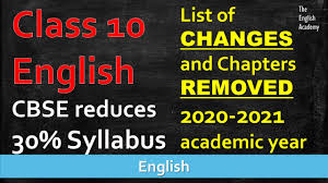 Cbse Class 10 English Revised Curriculum 2020 21 Cbse Reduces Syllabus By 30 Due To Covid 19 Youtube