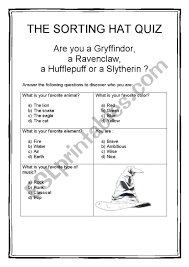 Ask questions and get answers from people sharing their experience with combination. The Sorting Hat Quiz Esl Worksheet By Dudette