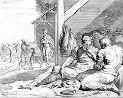 Image of Odyssey Book 16 classical art Odysseus reveals himself to Telemachus Eumaeus