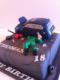 Then cut that 1/3 section in half. A Car Mechanic Cake In The Making The Brief Was To Have A Mechanic Working On A Vw Golf With The Bonnet Open Mechanic Cake Mechanics Birthday Cake Car Cake