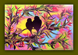 25 Beautiful Love Birds Painting Etsy Design Gab Love Birds Painting Bird Painting Diy Bird Paintings On Canvas